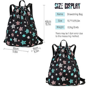 Custom Printed Sublimation <b>Drawstring</b> Bags Polyester Gym <b>Backpack</b> Sports Travel Promotional Logo String Bags - Product Image 2