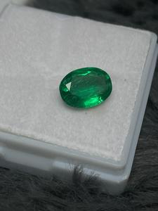 Pierre précieuse naturelle vert émeraude, taille ovale, pour la fabrication de bijoux - Product Image 3
