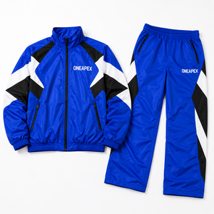 Ensemble de survêtement coupe-vent pour homme, bleu royal, noir et blanc, veste de sport légère, pantalon, tenue de sport, streetwear - Product Image 6