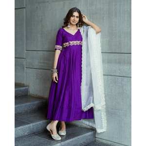 Robes de soirée pour les fêtes, robe élégante avec broderie et dupatta pour les occasions spéciales - Product Image 2