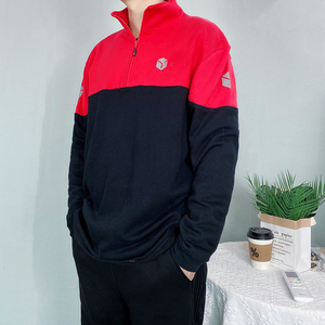 Pull de travail à demi-zip pour livreurs, uniforme de coursier rouge et noir en polycoton - Product Image 3