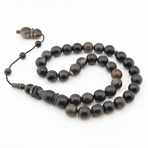 Tasbih de qualité supérieure à 33 perles rondes de 10 mm et 12 mm en corne de buffle, fait main, toucher réel, objet d'art de collection, prière musulmane MN EXPORTS - Product Image 5