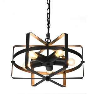 Lampadario Industriale a 5 Luci in Metallo a Forma di Tamburo con Stile Vintage Elegante - Product Image 3