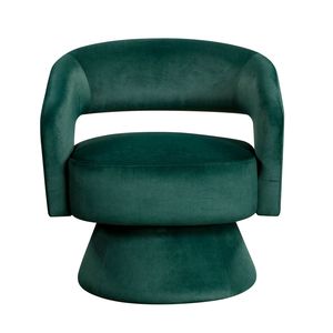 Poltrona Girevole Moderna di Lusso 1 pz in Velluto Verde con Struttura in Legno Massello, Elegante Arredamento per Soggiorno - Product Image 2
