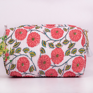 Juego de Bolsas de Maquillaje de Lujo Hechas a Mano con Estampado Floral Acolchado de Algodón para Mujer, Bolsa Organizadora de Cosméticos para Viaje, Promocional y de Marca - Product Image 3