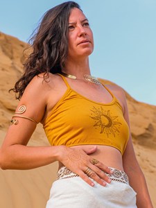 Celestial Sun Print Cotton Crop <b>Top</b> Boho <b>Festival</b> Style Handmade Camisole Bralette Premium Breathable Cotton Fabric bralette <b>Top</b> - Product Image 2