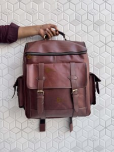 Latest Designer Genuine Leather Leather <b>Backpack</b> Vintage Style Softback Real Leather Laptop Bag School Use Hasp Closure Unisex - Product Image 1