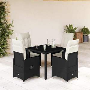 Set Bistrot Nero e Bianco Crema per Arredamento da Giardino - Product Image 1