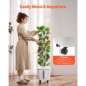 Sistema de Torre Hidropónica Rodante de 10 Niveles y 50 Cápsulas con Bomba de Agua y Caja de Engranajes - Product Image 6
