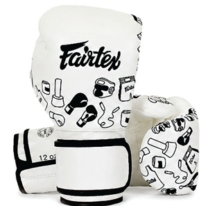 Guantes de Boxeo Profesionales Fairtex Blancos con Estampado, Guantes de Entrenamiento de Kickboxing, Muay Thai, Sanda, Guantes de Boxeo Personalizados, Guantes de MMA - Product Image 5