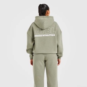 Sweat à capuche surdimensionné pour femme avec logo brodé personnalisé, coupe ample, en molleton 100% coton lourd - Product Image 4