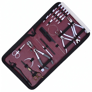 Kit complet d'installation et de retrait d'extensions capillaires pour salon, comprenant Pince à sertir micro-anneaux en acier inoxydable, Outil de pose pour extensions à bandes adhésives, Crochet à boucle Sc - Product Image 1