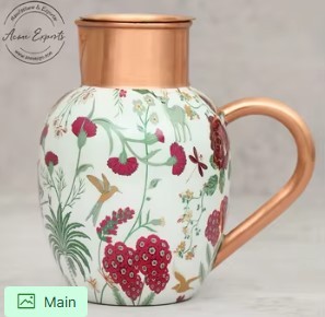 Jarra de Metal Elegante con Estampado Floral, Decorativa, para Agua, Diseño Estilizado para Mesa - Product Image 5