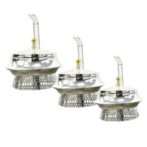 Plat à chafing rond ultra moderne, élégant et artisanal en acier inoxydable pour hôtels et réceptions de mariage - Product Image 3