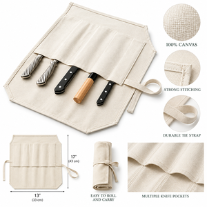 Custom Cotton Cutlery <b>Roll</b> Up Bag | Reusable Utensil Organizer with Logo - Product Image 3