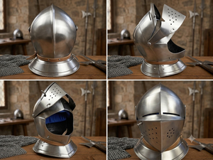 Casco de Caballero Medieval Armet, Hecho a Mano, Plateado, de Acero Pulido, Personalizable para Reenactment, Cosplay y Coleccionistas - Product Image 5