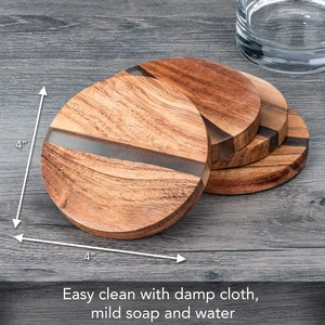 Sous-verres en résine époxy et bois faits à la main de qualité supérieure, durables, élégants, pour l'intérieur et l'extérieur, décoration de la maison, cadeaux, Inde - Product Image 2