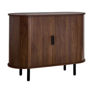 Mobile Bar Caffè Scanalato Stile Mid-Century con 2 Ante Scorrevoli, Credenza Buffet con Ante Scorrevoli, Tavolo Buffet - Product Image 1