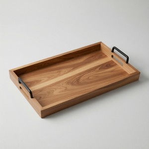 Plateau en bois moderne Rehman Craft, noir mat, avec poignée, grain naturel, plateau de service pour petit-déjeuner, café, ottoman, qualité alimentaire, durable - Product Image 1