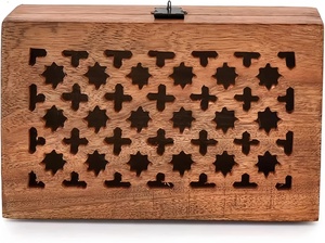 Handcrafted Wooden <b>Storage</b> Box Brass Brackets Red Velvet Interior Jewelry Box Latch Lock Keepsake Case Organizer <b>Chest</b> - Product Image 5