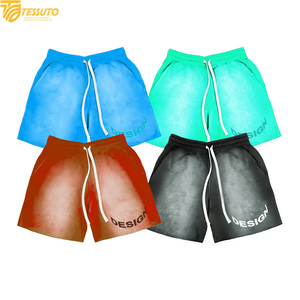 Shorts en coton dégradé personnalisés pour hommes, style streetwear vintage, effet délavé à l'acide, shorts de sport et de basketball avec logo personnalisé - Product Image 3