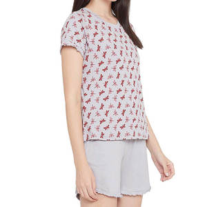 เสื้อยืดลายสก็อตสไตล์วินเทจประดับเพชรเทียมแบบใหม่ ผ้าโพลีเอสเตอร์/คอตตอน ชุดลำลองไซส์ใหญ่สำหรับผู้หญิง แขนสั้น กางเกงขาสั้น - Product Image 3