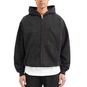 Proveedor de Prendas de Alta Calidad con MOQ Bajo, Etiquetas Personalizadas para Ropa Urbana, Sudaderas Extra Grandes para Hombre 100% Algodón Felpa, Estilo Y2K con Doble Cremallera - Product Image 1