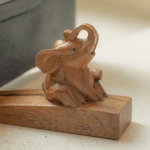 Wholesale Handcrafted Sheesham Wood Carved <b>Elephant</b> Door Stopper - Unique Indian <b>Decor</b> - Product Image 1