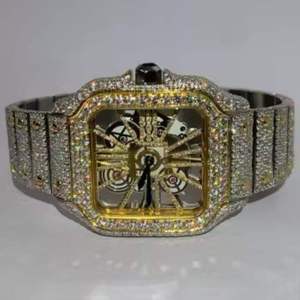 Reloj de Lujo para Hombre con Diamantes Cultivados en Laboratorio, Diseño Personalizado, Pantalla Analógica, Caja Cuadrada Vintage, Edición Limitada, Directo de Fábrica - Product Image 1