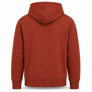 Vente en gros de sweat à capuche en molleton de coton épais orange pour homme, coupe oversize, streetwear, poche kangourou, hiver, personnalisable - Product Image 2