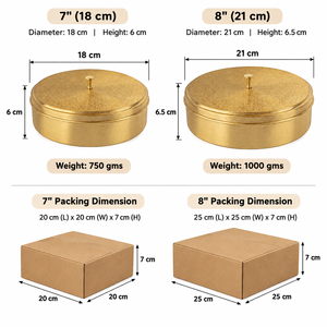 Fine Textured Pure Brass Masala Box Lid Round <b>Spice</b> <b>Storage</b> Container Set Traditional Kitchen Organizer Decorative <b>Spice</b> Dani - Product Image 5