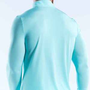 <b>Men's</b> Light Blue Long Sleeve <b>Collarless</b> Breathable Spandex Satin Sporty Casual <b>Shirt</b> Knitted Quick Dry Autumn Wear - Product Image 2
