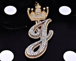 Collar de Moda Estilo Hip Hop con Letras Iniciales, Colgante de Plata 925, Colgante Personalizado con Corona, Moissanita VVS1, Regalo de Cumpleaños - Product Image 1