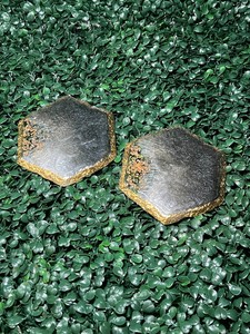 Fancy black and gold hexagon <b>agate</b> epoxy resin <b>coaster</b> set - Product Image 4
