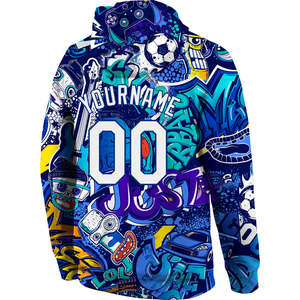 Sudadera con Capucha y Estampado de Grafiti Personalizado para Hombre, Tejido de Felpa, Bolsillo, Poliéster de Secado Rápido, Nombre del Equipo Bordado, Ropa de Invierno - Product Image 2