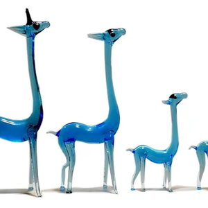 Handmade Colored Blown Glass Dome Animal Giraffe Family Theme Home Decor Christmas <b>Easter</b> Chinese New Year Gifts From Rajasthan - Product Image 1