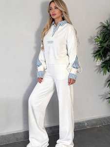 ONETEN APPARELS Conjunto Deportivo Ligero para Mujer, Color Blanco con Bloques de Color, Cuello Alto con Cremallera, Corte Holgado, Estampado Digital Lateral 2 en 1 - Product Image 6