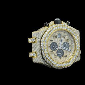 New Arrival Moissanite Diamond Chronograph Fancy Black Rubber Band Stylish Half <b>Iced</b> <b>Out</b> Diamond Unisex Classy Wrist <b>Watch</b> - Product Image 2