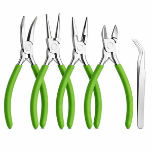MANAN INSTRUMENTS Juego de Pinzas para Joyería de Acero Inoxidable con Mangos Verdes, Herramientas para Manualidades, 5 Piezas, Incluye Pinzas para Hacer Anillos - Product Image 3