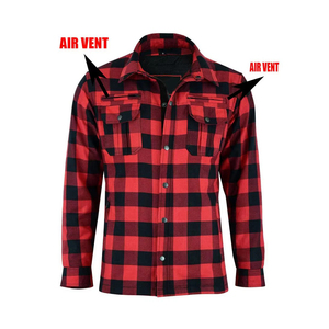 Red Black Checkered Protective Motorcycle Flannel <b>Shirt</b> % Cotton Lining Removable CE Armored Pads Plus Size <b>Flame</b>-Retardant - Product Image 5