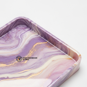 Luxury Handcrafted Resin Storage <b>Tray</b> Gold Vein Marble Effect Decorative Platter for Coffee <b>Table</b> Hotel & Modern Home Decor - Product Image 5
