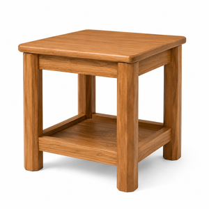 Modern Scandinavian Solid Teak Wood Round Dining Side <b>Table</b> <b>End</b> <b>Table</b> with Open <b>Storage</b> Shelf Handcrafted Furniture - Product Image 2
