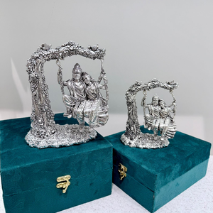 Fine Radha Krishna Jhoola Brass New Arrival Handicraft Brass Silver Plated Radha Krishan Branch Jhoola Home <b>Decoration</b> Gift - Product Image 1