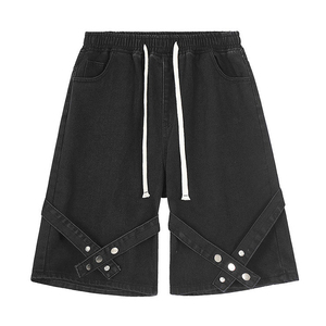 Shorts en jean délavé coupe ample jambe large décontracté Y2K streetwear surdimensionné ample respirant multi-poches unisexe - Product Image 4