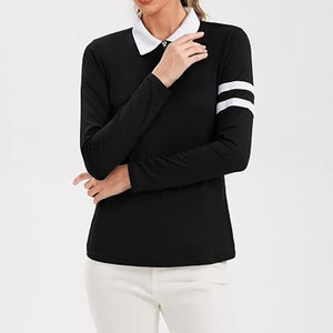 Polo à manches longues pour femmes, col zippé 1/4, protection solaire UPF 50+, léger, pour l'équitation, le golf et le tennis - Product Image 2