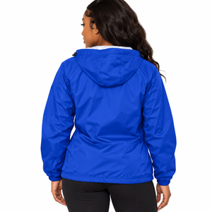 Royal Blue <b>Women</b> Hooded <b>Windbreaker</b> <b>Jacket</b> Half Zip Pullover Long Sleeve Embroidered Letter Design Lightweight Outdoor Sports - Product Image 2