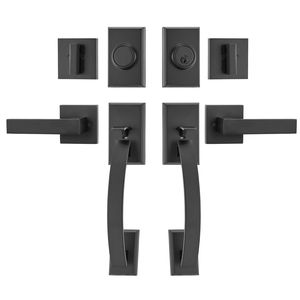 Juego de Manijas Arqueadas Dobles para Puerta, Color Negro Mate, Reversibles, de Alta Resistencia, para Puertas Delanteras - Product Image 1