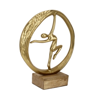 Golden Dancer Aluminum Sculpture Figurine Handmade Modern Art Decor Eco-Friendly Durable Tabletop Ornament for Home Office - Product Image 1