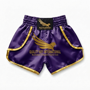 Deluxe Woven Lightweight Satin Boxing <b>Trunks</b> & Martial Arts Training Shorts with Front Logo Custom Team Uniforms <b>for</b> Muay Thai - Product Image 3