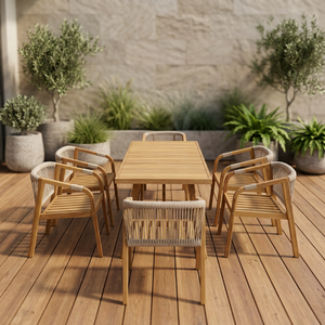 Garden Furniture <b>Dining</b> <b>Set</b> OEM/ODM Outdoor Furniture Rattan Aluminum Wood Patio Table <b>Chairs</b> Custom <b>Fabric</b> <b>4</b>/6/8 Seat - Product Image 3